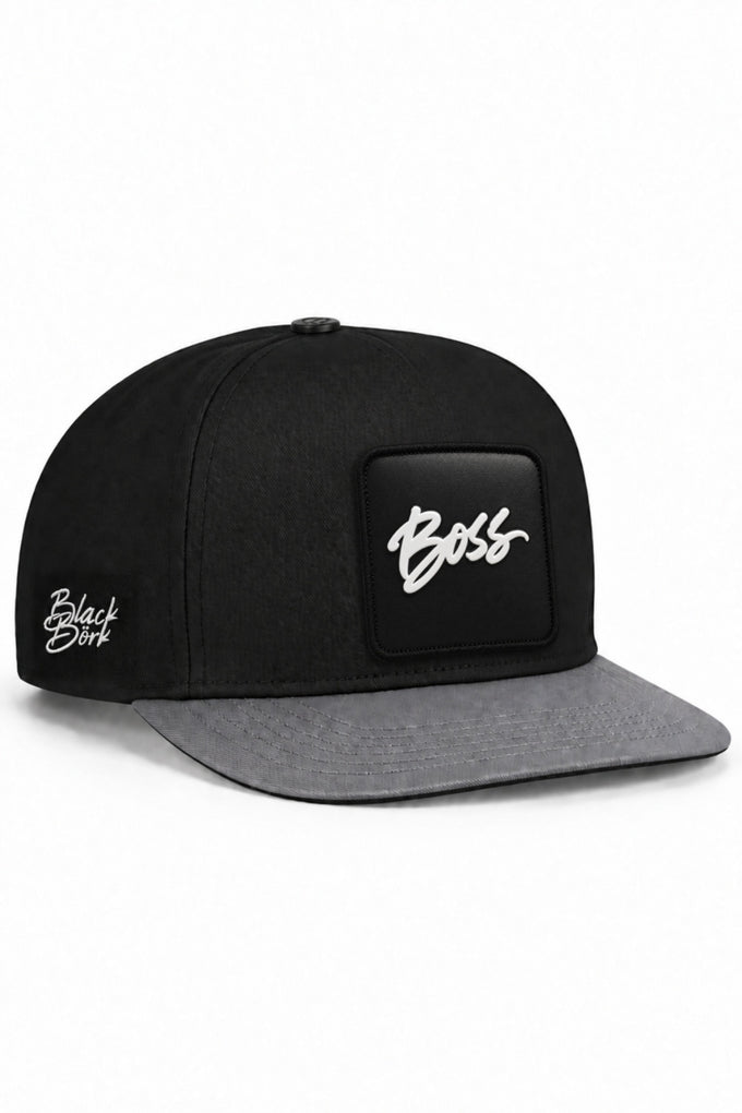 Boss Logolu Gri-Siyah Hip Hop Şapka