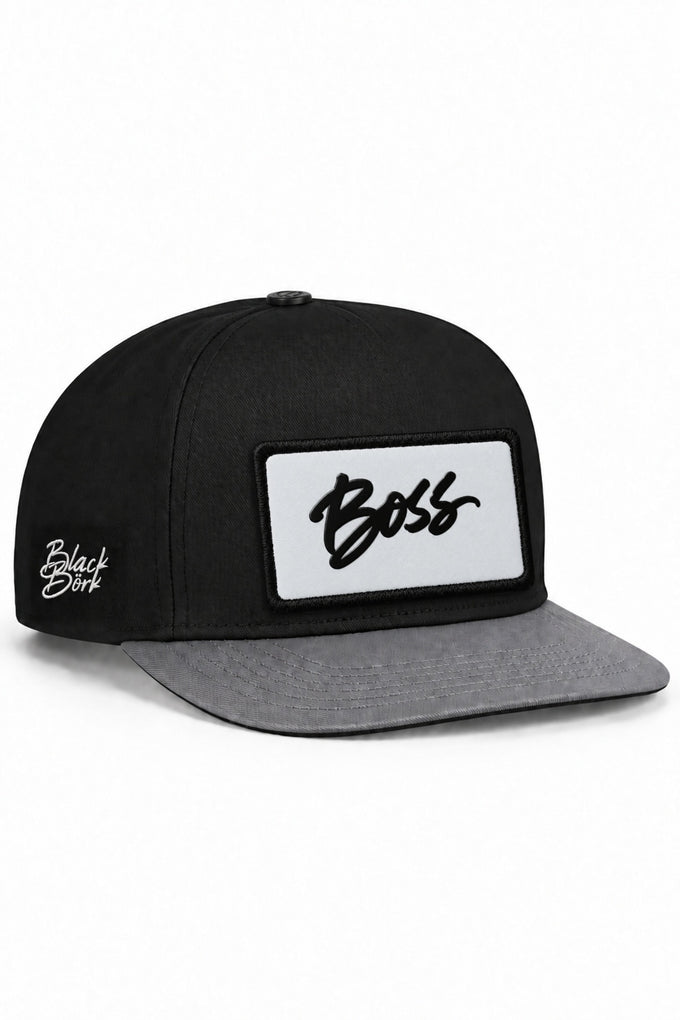 Boss Logolu Gri-Siyah Hip Hop Şapka