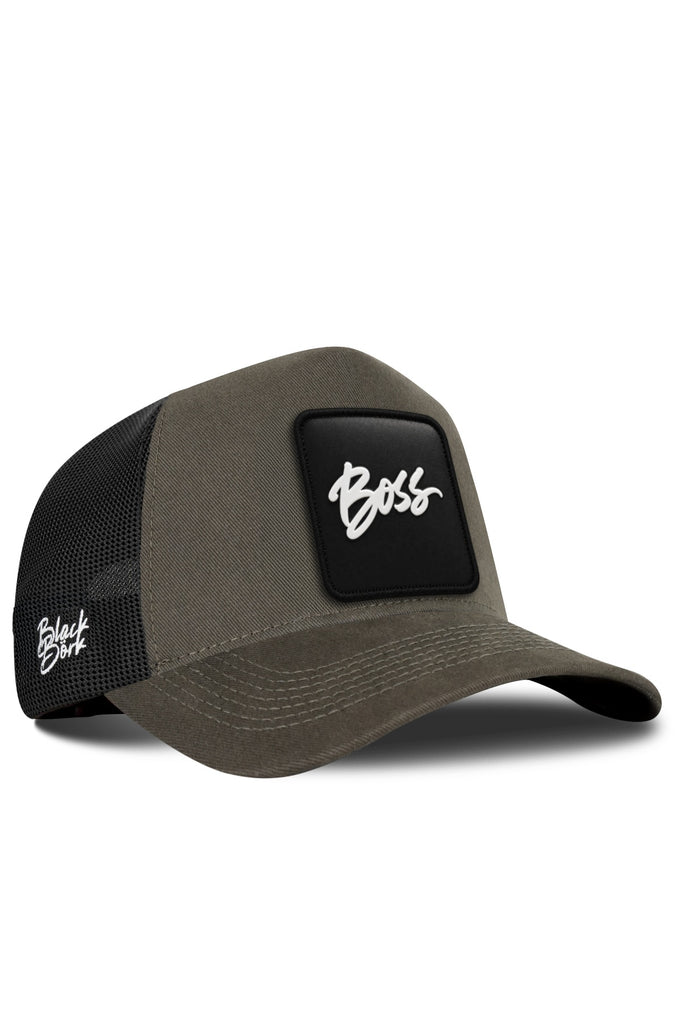 Boss Logolu Haki-Siyah Trucker Şapka