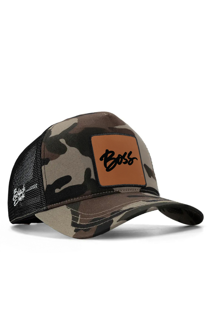 boss-logolu-kamuflaj-siyah-trucker-sapka-5796 - BlackBörk TR