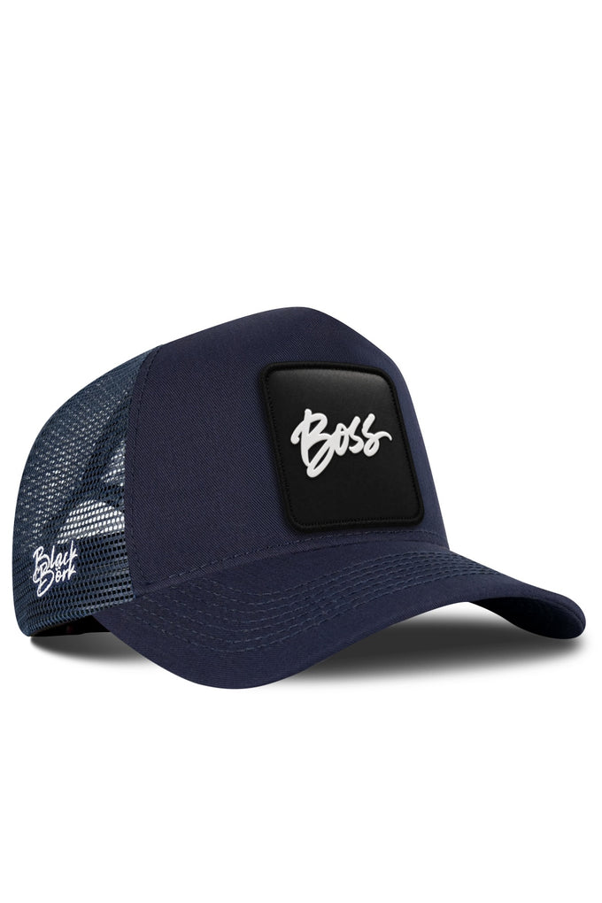 Boss Logolu Lacivert Trucker Şapka