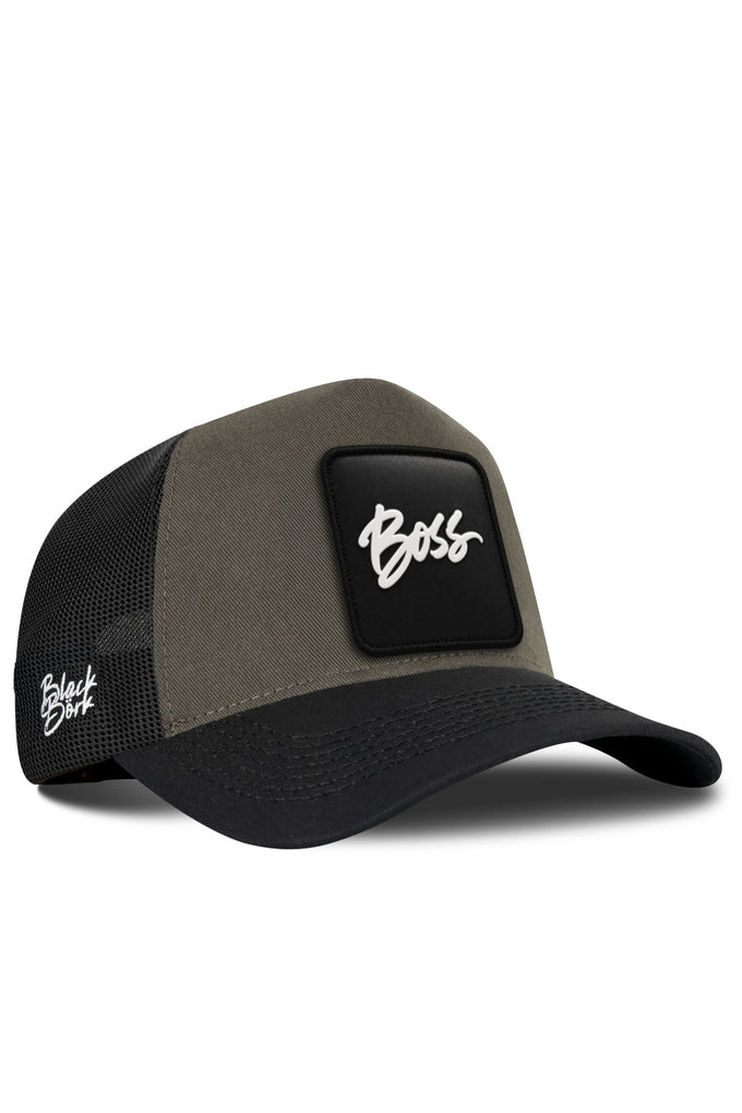 Boss Logolu Siyah-Haki Trucker Şapka