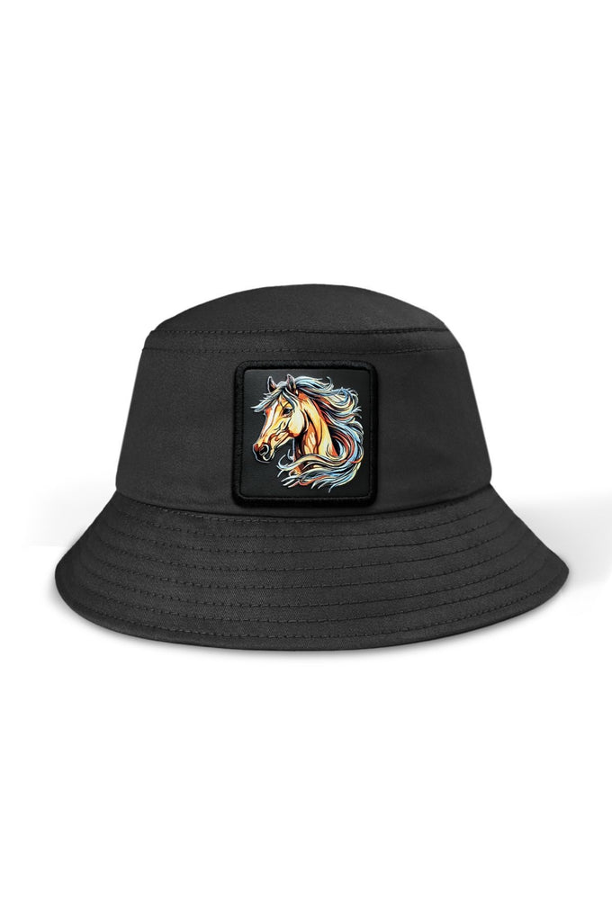 Horse Logo Bucket Black Hat