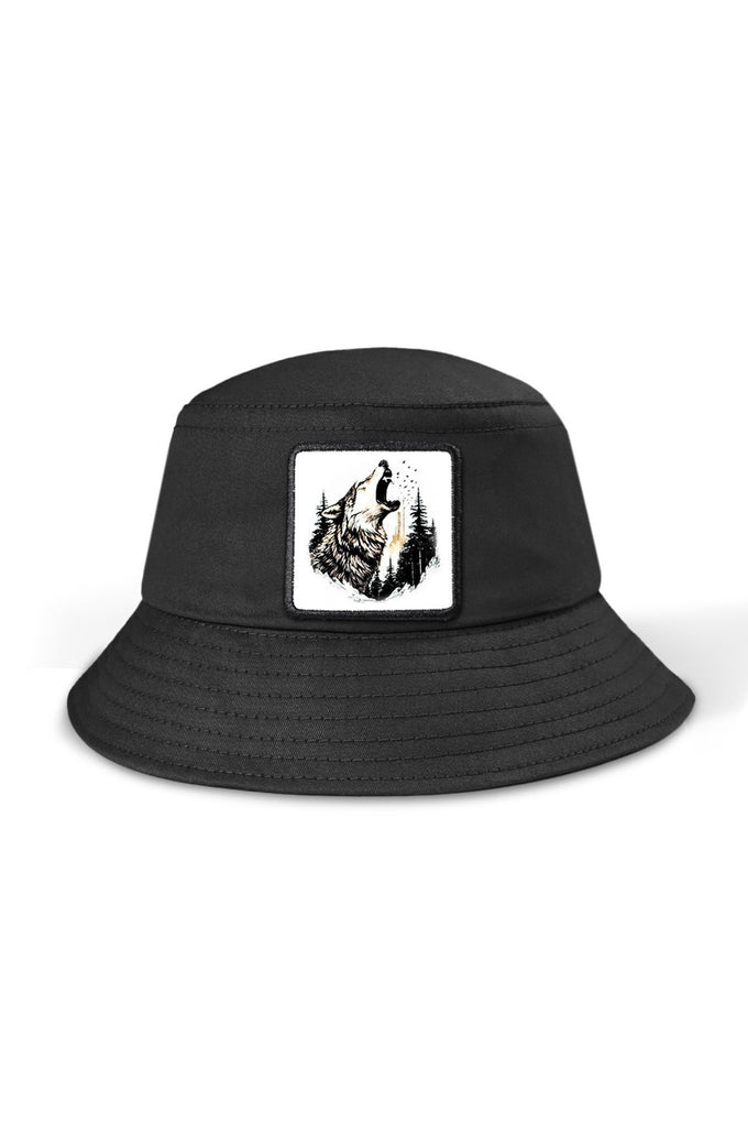 Wolf Logo Bucket Black Hat