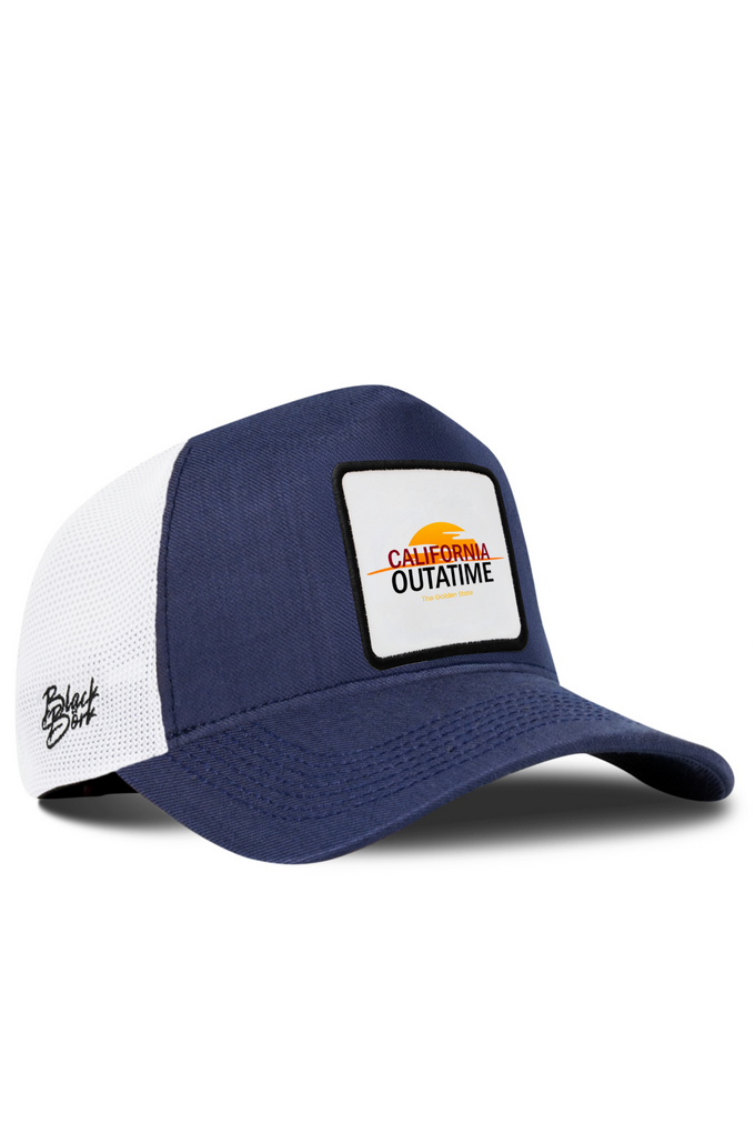California Outatime Logo Cordura Navy and White Trucker Cap
