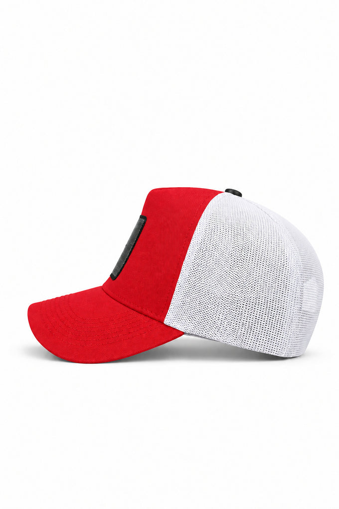 Red and White Trucker Cap with Carpe Diem Logo