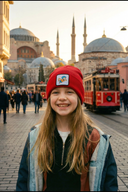 Çizgi Film Logolu Kırmızı Çocuk Bere