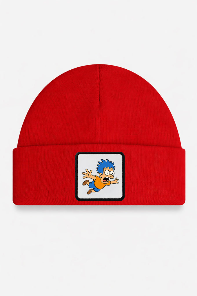 Red Kids' Beanie with Cartoon Logo