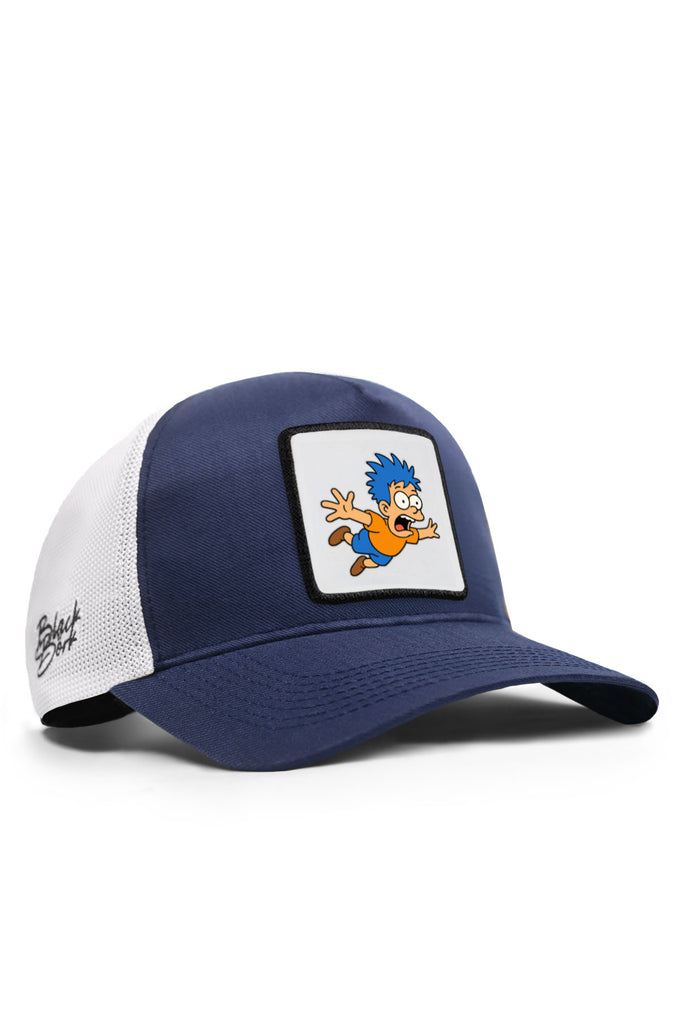 cizgifilm-logolu-cordura-lacivert-beyaz-trucker-sapka-4386 - BlackBörk TR