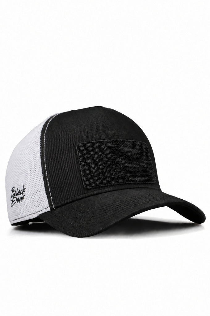 Cordura Siyah-Beyaz Trucker Şapka