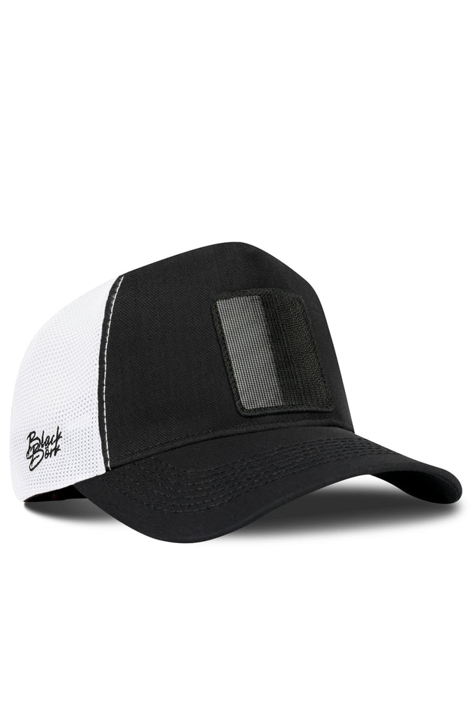 cordura-siyah-beyaz-trucker-sapka-6306 - BlackBörk TR