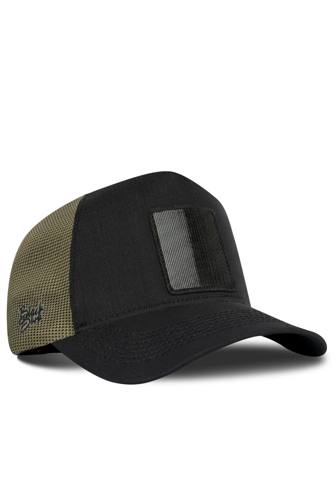 Cordura Siyah-Haki Trucker Şapka