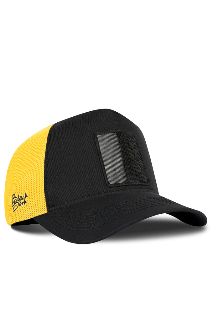 cordura-siyah-sari-trucker-sapka-6308 - BlackBörk TR