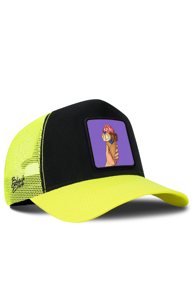 Dondurma Logolu Neon-Siyah Trucker Şapka