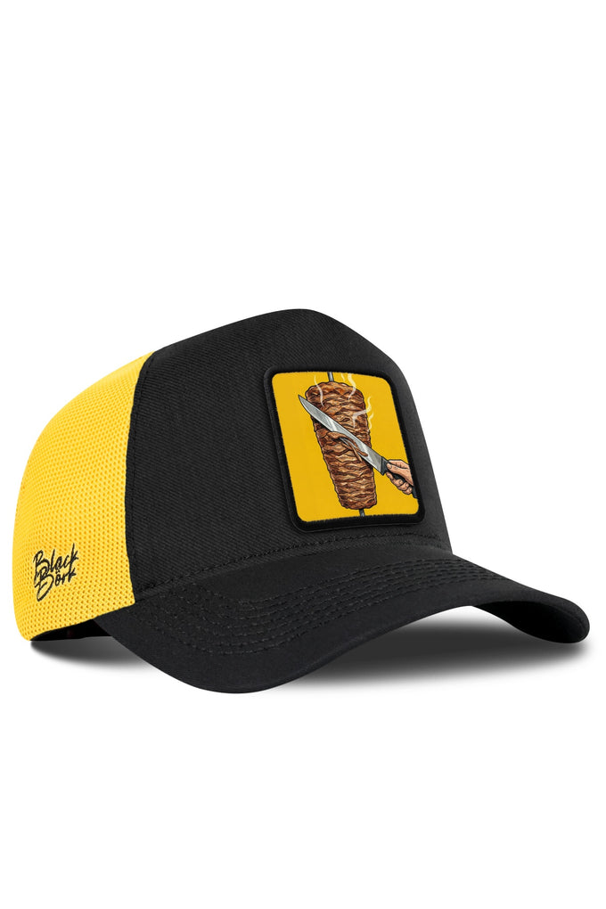 Döner Logolu Cordura Siyah-Sarı Trucker Şapka