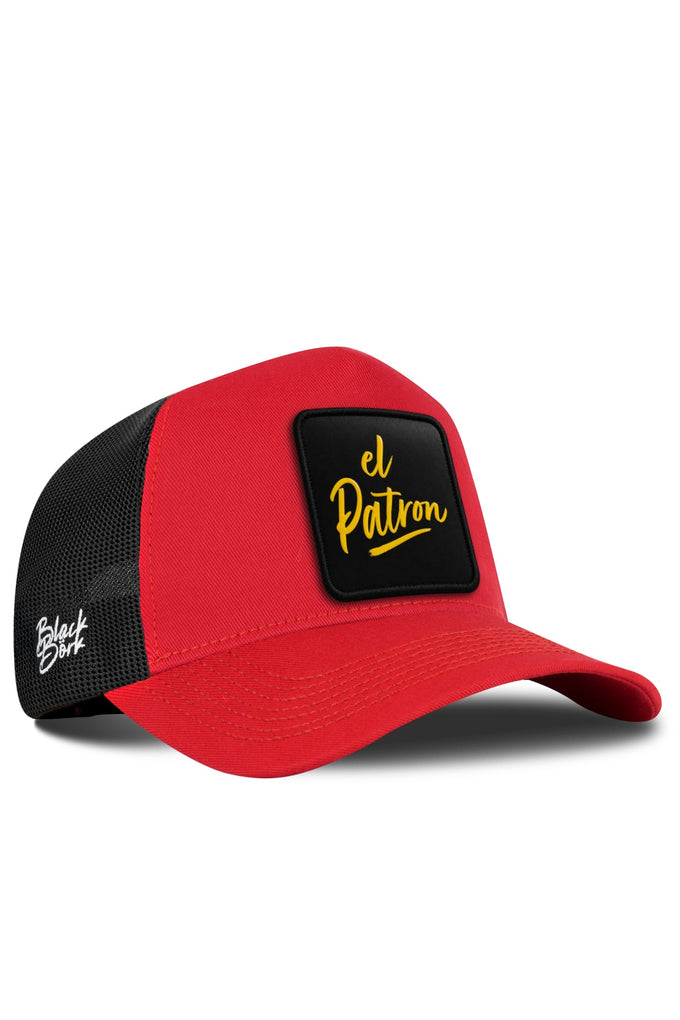 El Patron Logolu Kırmızı-Siyah Trucker Şapka