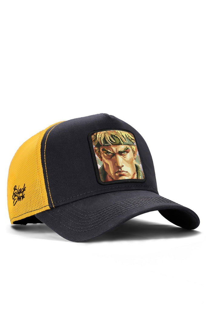 fighter-logolu-koyu-antrasit-sari-trucker-sapka-2207 - BlackBörk TR