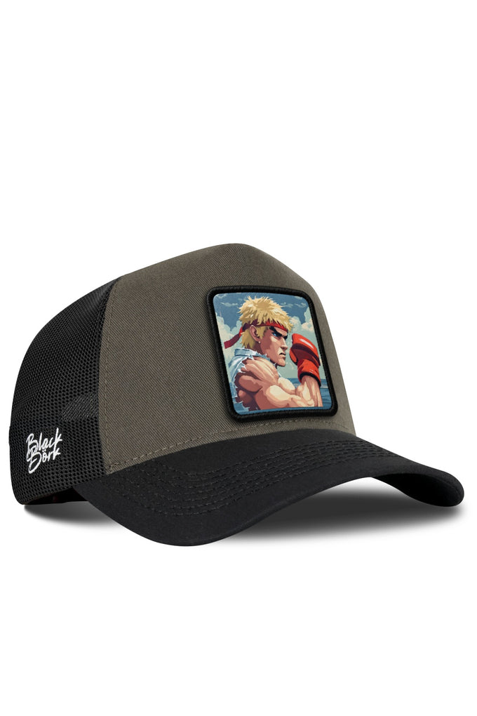 Fighter Logolu Siyah-Haki Trucker Şapka