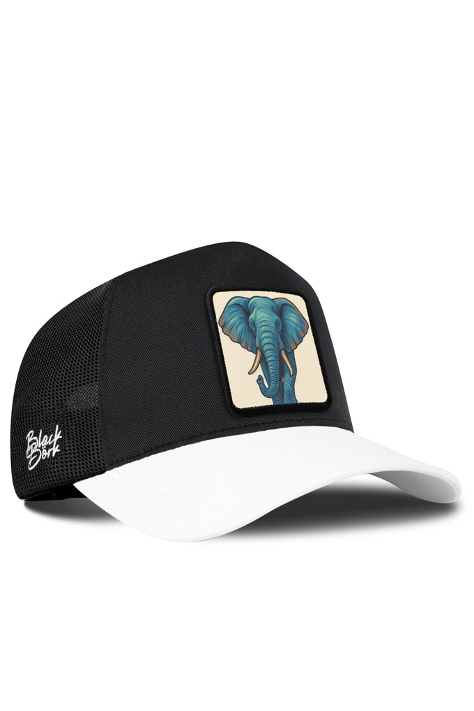 Fil Logolu Beyaz-Siyah Trucker Şapka