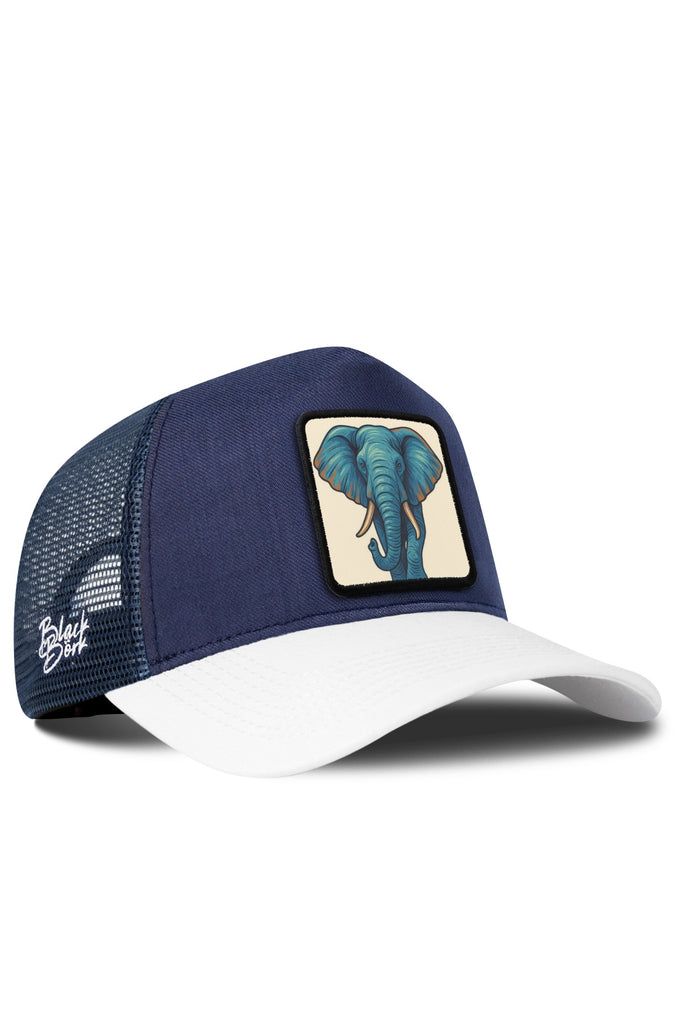 Fil Logolu Cordura Beyaz-Lacivert Trucker Şapka