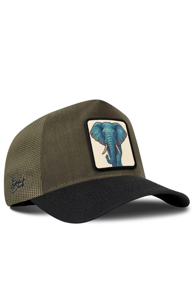 Fil Logolu Cordura Siyah-Haki Trucker Şapka