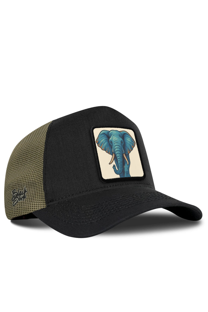 Fil Logolu Cordura Siyah-Haki Trucker Şapka