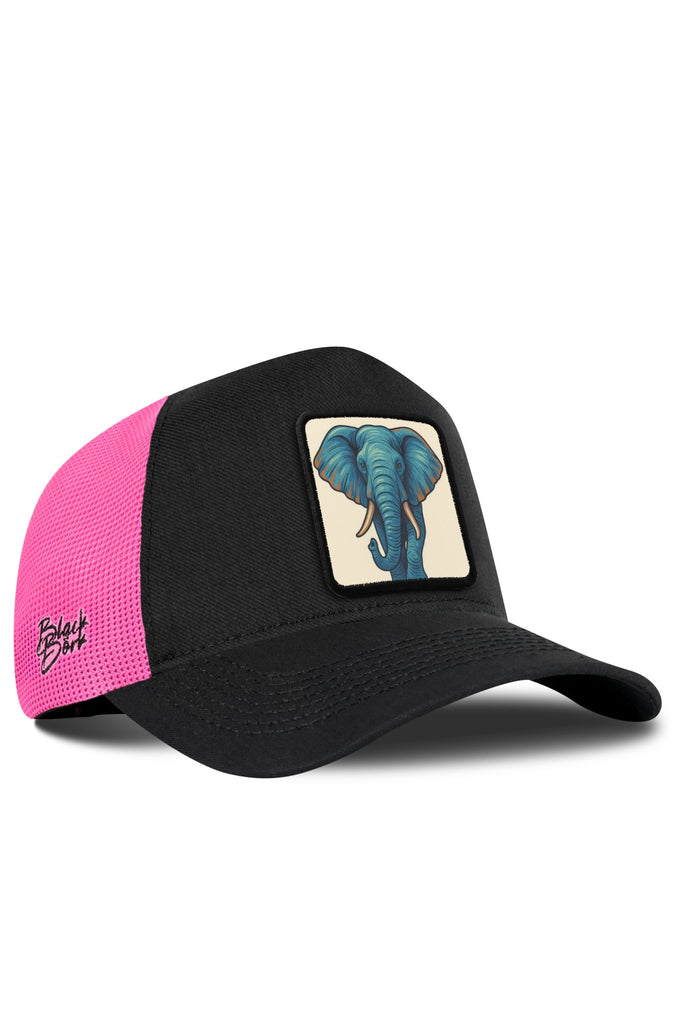 Fil Logolu Cordura Siyah-Pembe Trucker Şapka
