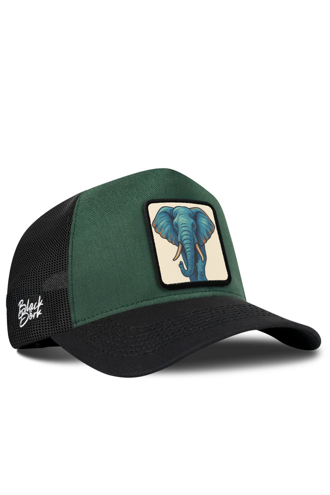 Fil Logolu Cordura Siyah-Petrol Yeşili Trucker Şapka