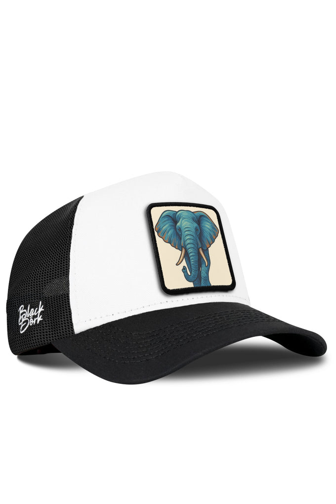 Fil Logolu Siyah-Beyaz Trucker Şapka