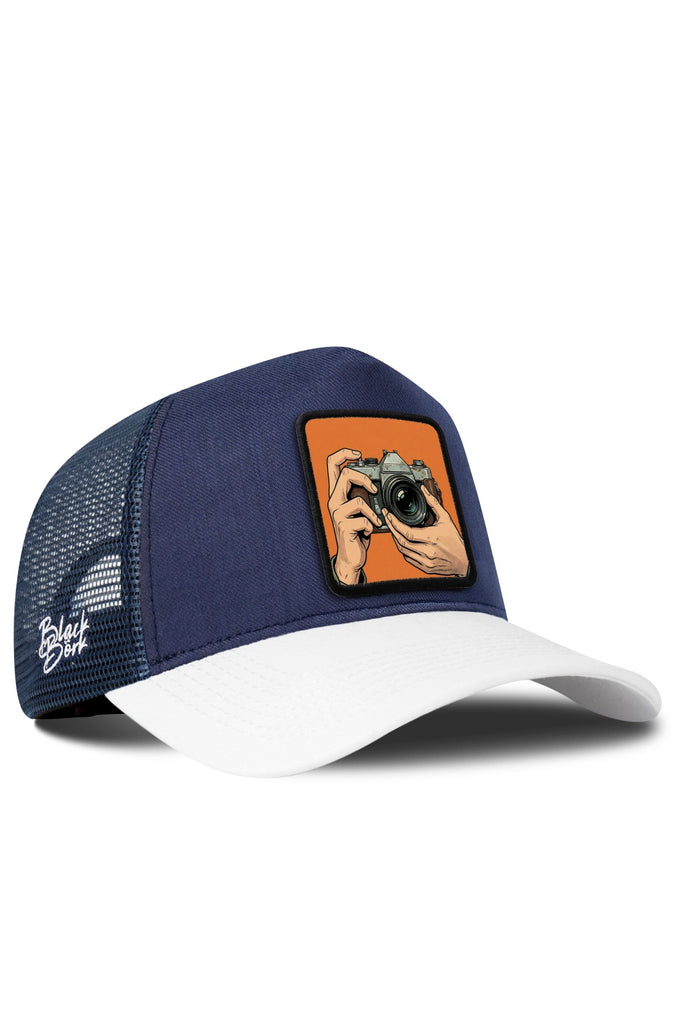 Fotoğrafçı Logolu Cordura Beyaz-Lacivert Trucker Şapka