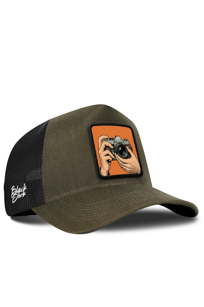 Fotoğrafçı Logolu Cordura Haki-Siyah Trucker Şapka