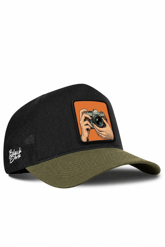 Fotoğrafçı Logolu Cordura Haki-Siyah Trucker Şapka