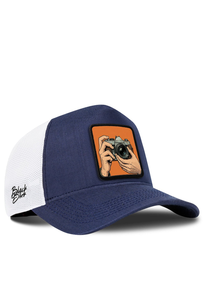 Fotoğrafçı Logolu Cordura Lacivert-Beyaz Trucker Şapka