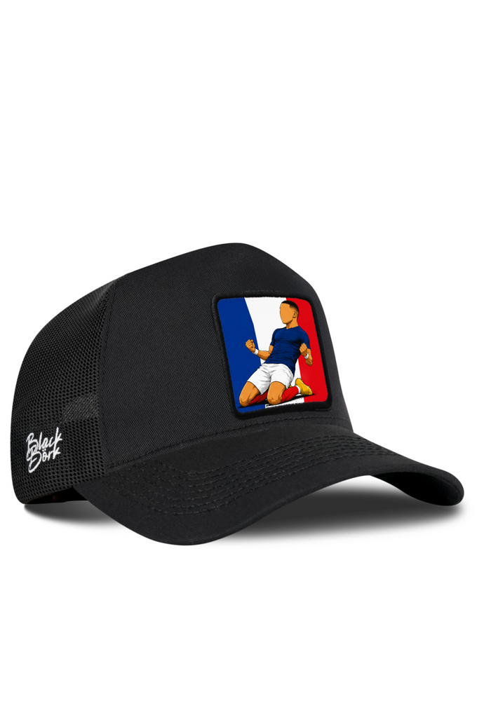Fransa Logolu Siyah Trucker Şapka