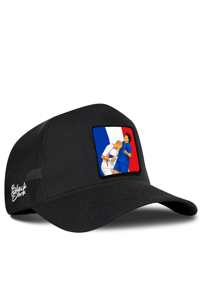Fransa Logolu Siyah Trucker Şapka