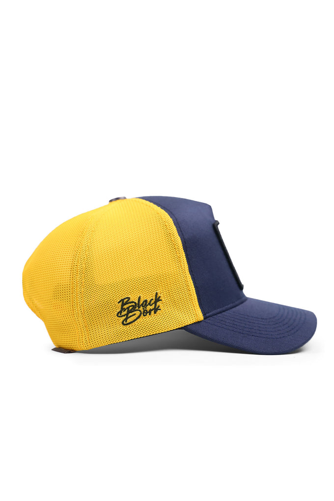 Cordura Navy Blue and Yellow Trucker Cap with "Fuck This Shit" Logo