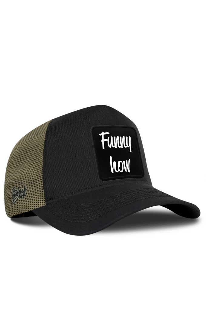 Funny How Logolu Cordura Siyah-Haki Trucker Şapka