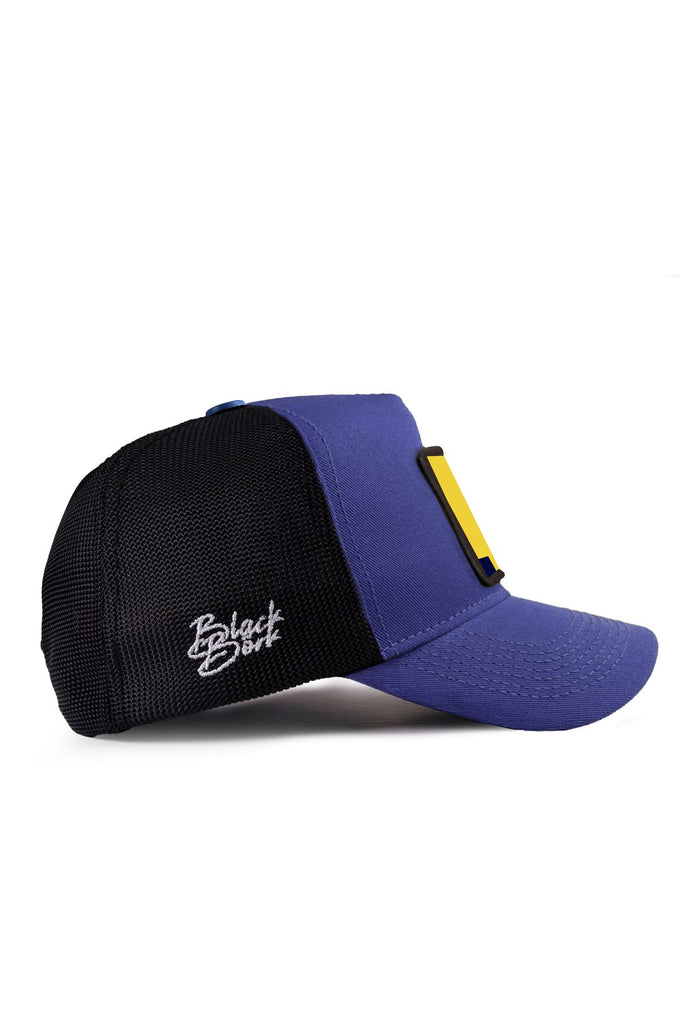 futbol-sari-lacivert-logolu-siyah-mavi-trucker-sapka-2539 - BlackBörk TR