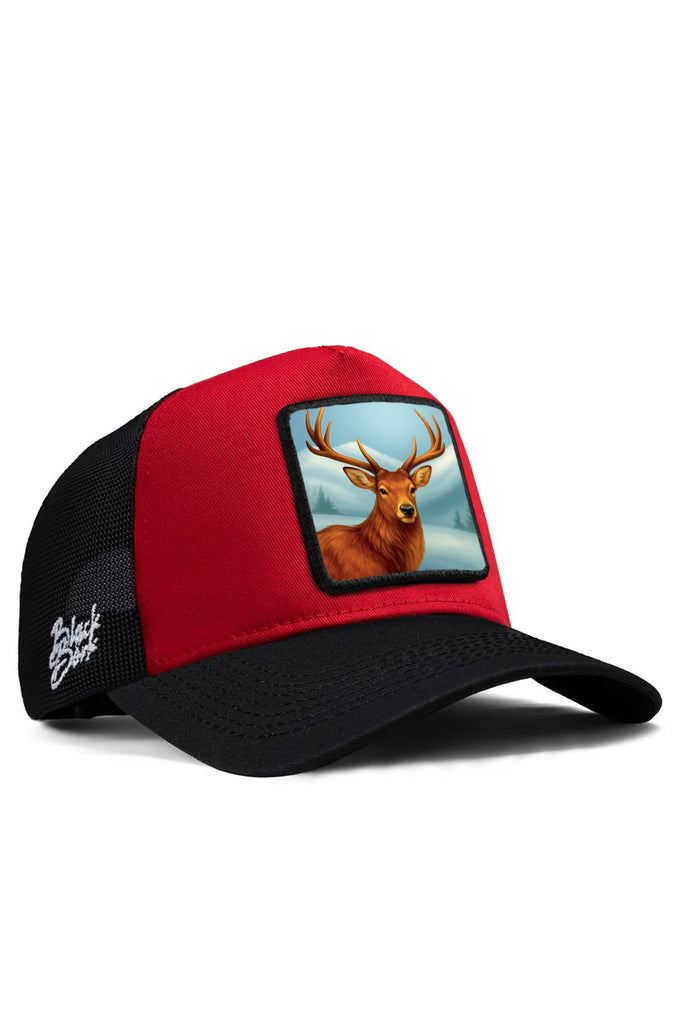 geyik-logolu-siyah-kirmizi-trucker-sapka-3921 - BlackBörk TR