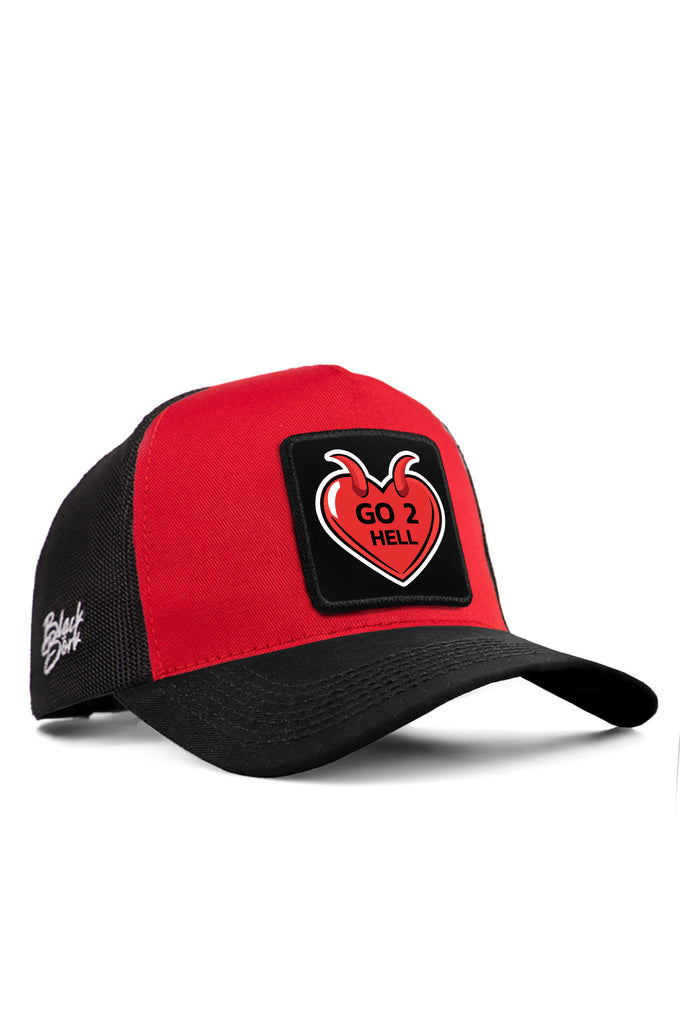 go-2-hell-logolu-kirmizi-siyah-trucker-sapka-5603 - BlackBörk TR