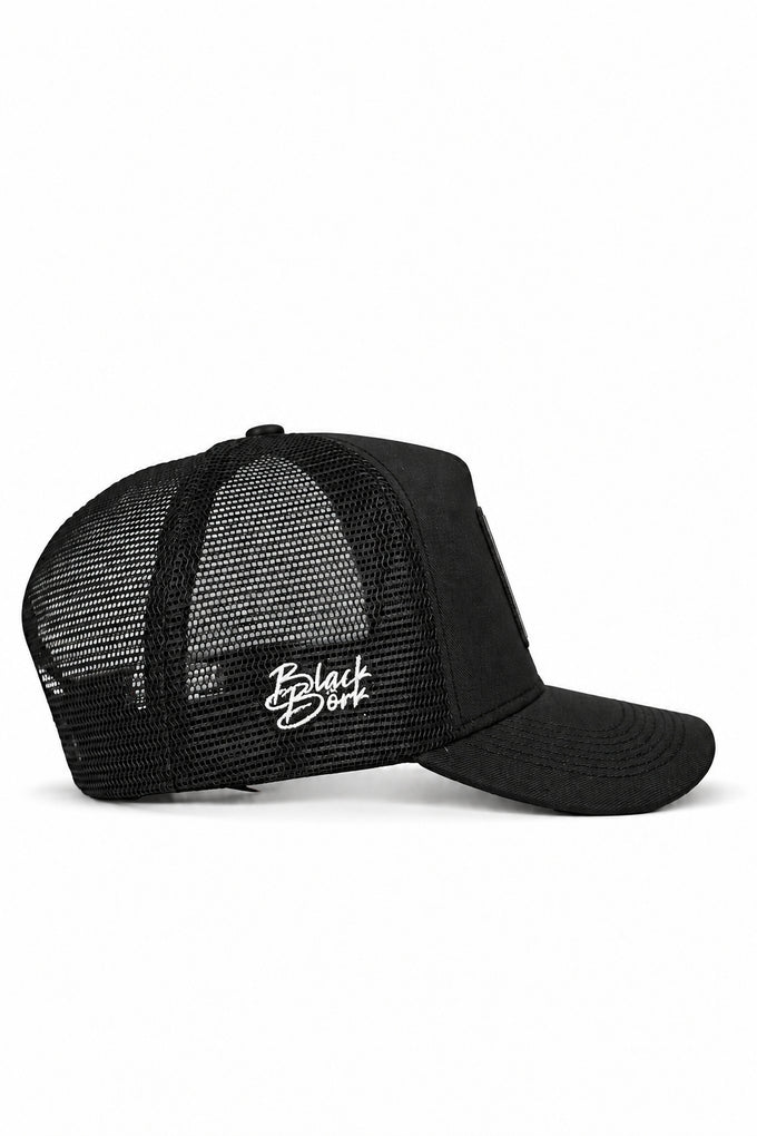 God's Plan Logolu Siyah Cordura Trucker Şapka