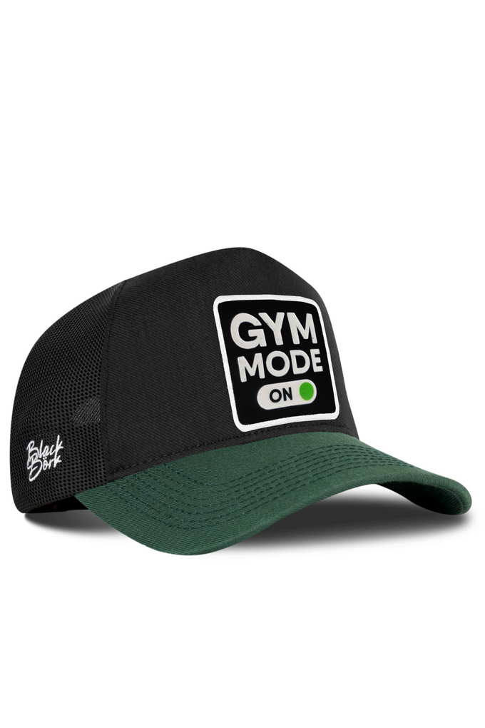 Gym Mode On Logo Cordura Petrol Green-Black Trucker Cap