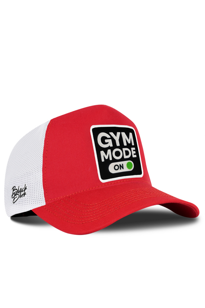 Gym Mode On Logolu Kırmızı-Beyaz Trucker Şapka