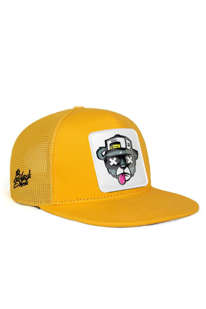 Hip Hop Kids Yellow Children's Trucker Cap with Bear Logo