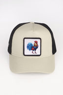 Horoz Logolu Bej-Siyah Trucker Şapka