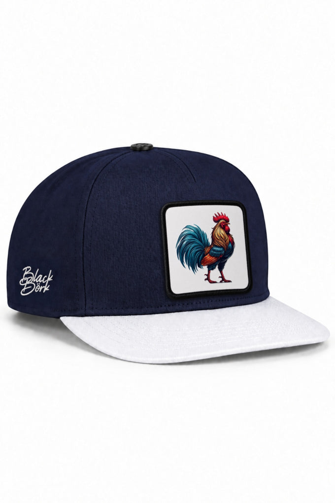 Horoz Logolu Beyaz-Lacivert Hip Hop Şapka