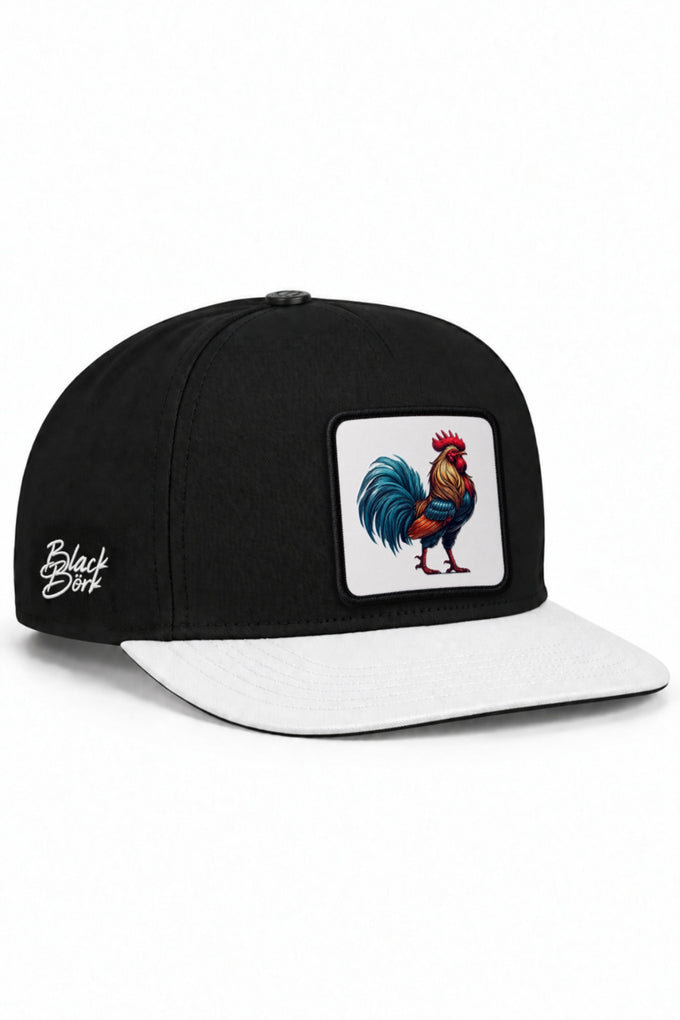 Horoz Logolu Beyaz-Siyah Hip Hop Şapka