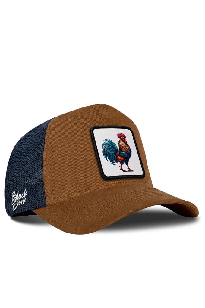 Horoz Logolu Camel-Lacivert Trucker Şapka