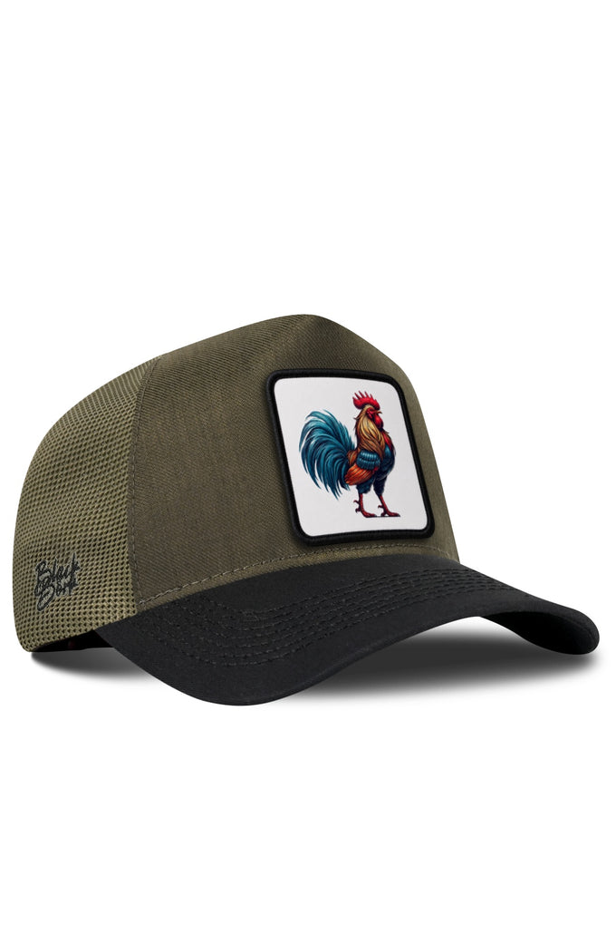 Horoz Logolu Cordura Siyah-Haki Trucker Şapka