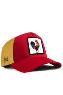 Horoz Logolu Kırmızı-Sarı Trucker Şapka